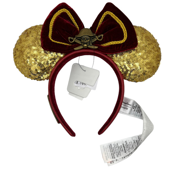 Disney Accessories - Disney Pirates of the Caribbean Gold Sequin Loungefly Minnie Mouse Ears NWT